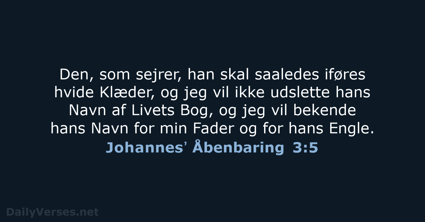 Johannesʼ Åbenbaring 3:5 - DA1871