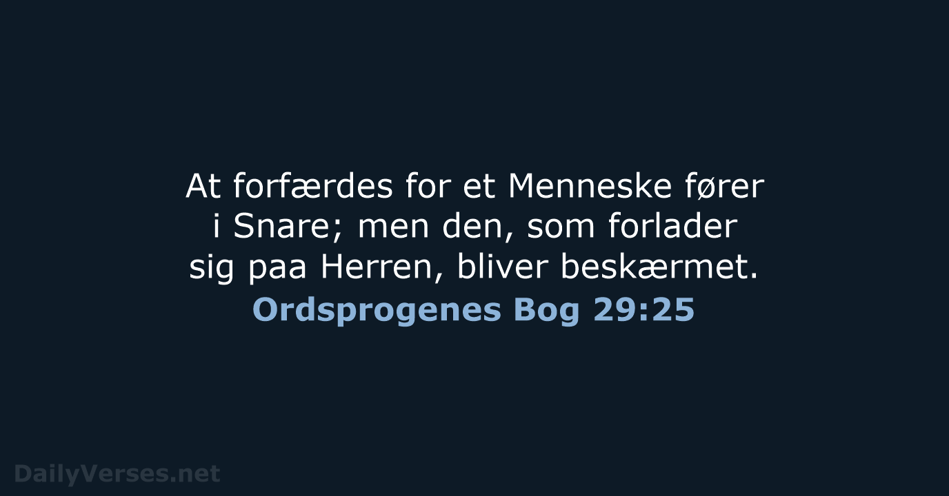 Ordsprogenes Bog 29:25 - DA1871