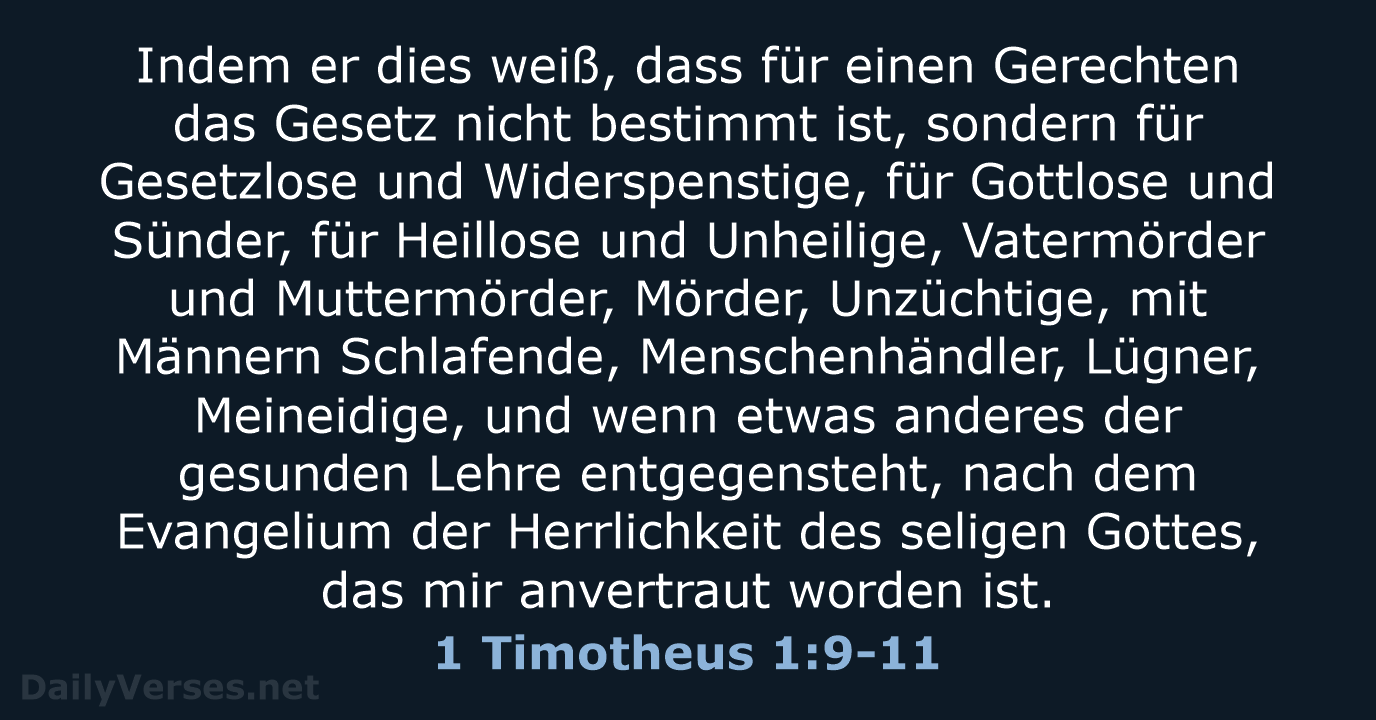 1 Timotheus 1:9-11 - ELB
