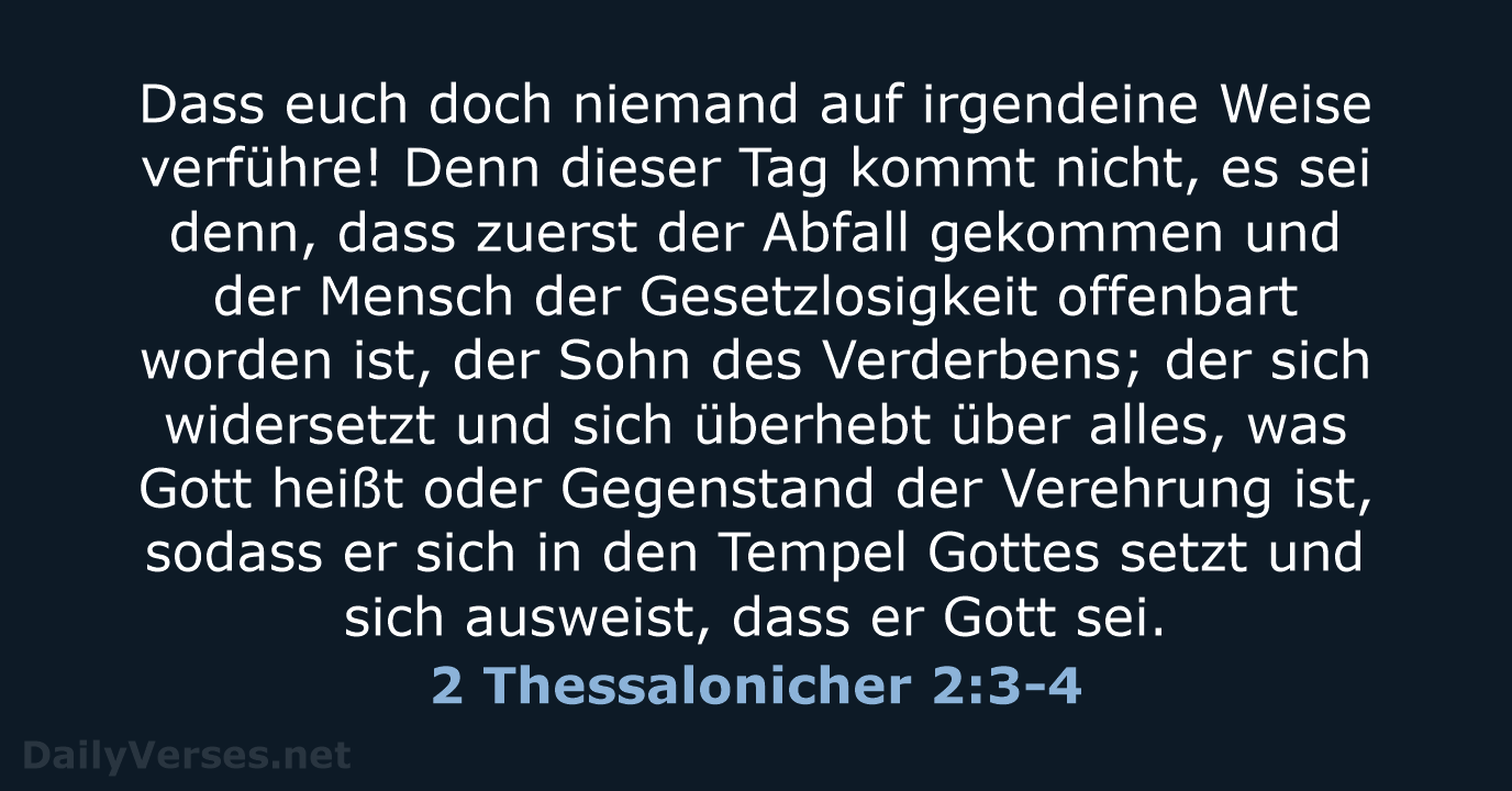 2 Thessalonicher 2:3-4 - ELB