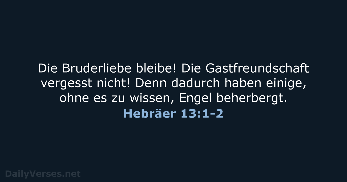 Hebräer 13:1-2 - ELB