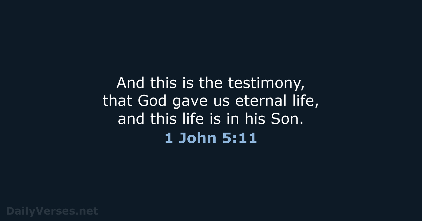 And this is the testimony, that God gave us eternal life, and… 1 John 5:11