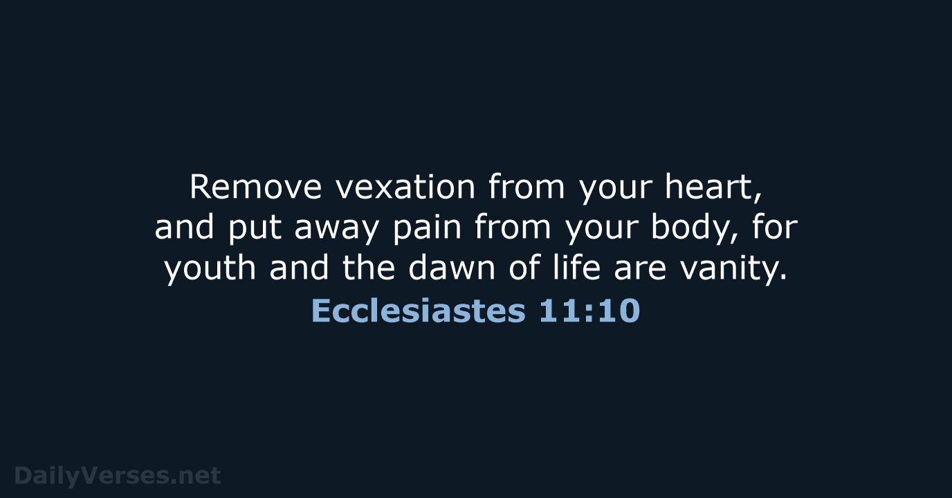 Ecclesiastes 11:10 - ESV