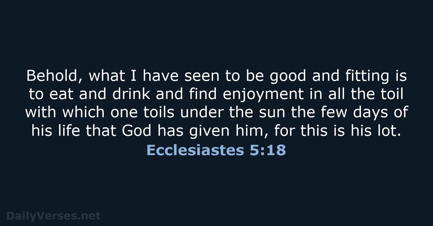 Ecclesiastes 5:18 - ESV