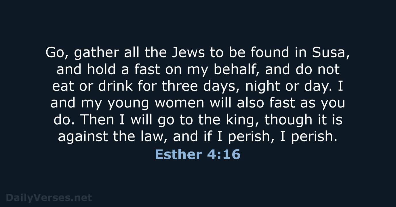 Go, gather all the Jews to be found in Susa, and hold… Esther 4:16