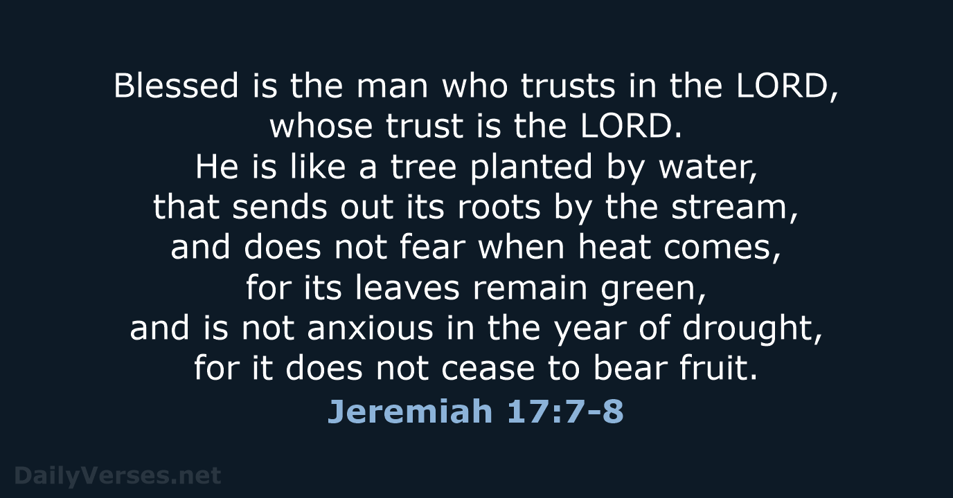 Blessed is the man who trusts in the LORD, whose trust is… Jeremiah 17:7-8