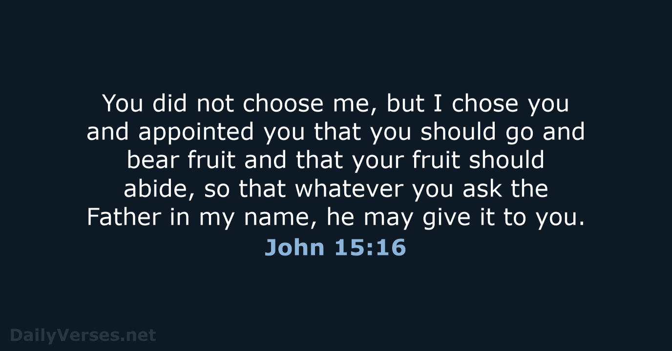 You did not choose me, but I chose you and appointed you… John 15:16