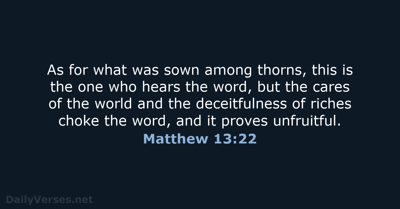 Matthew 13:22 - ESV