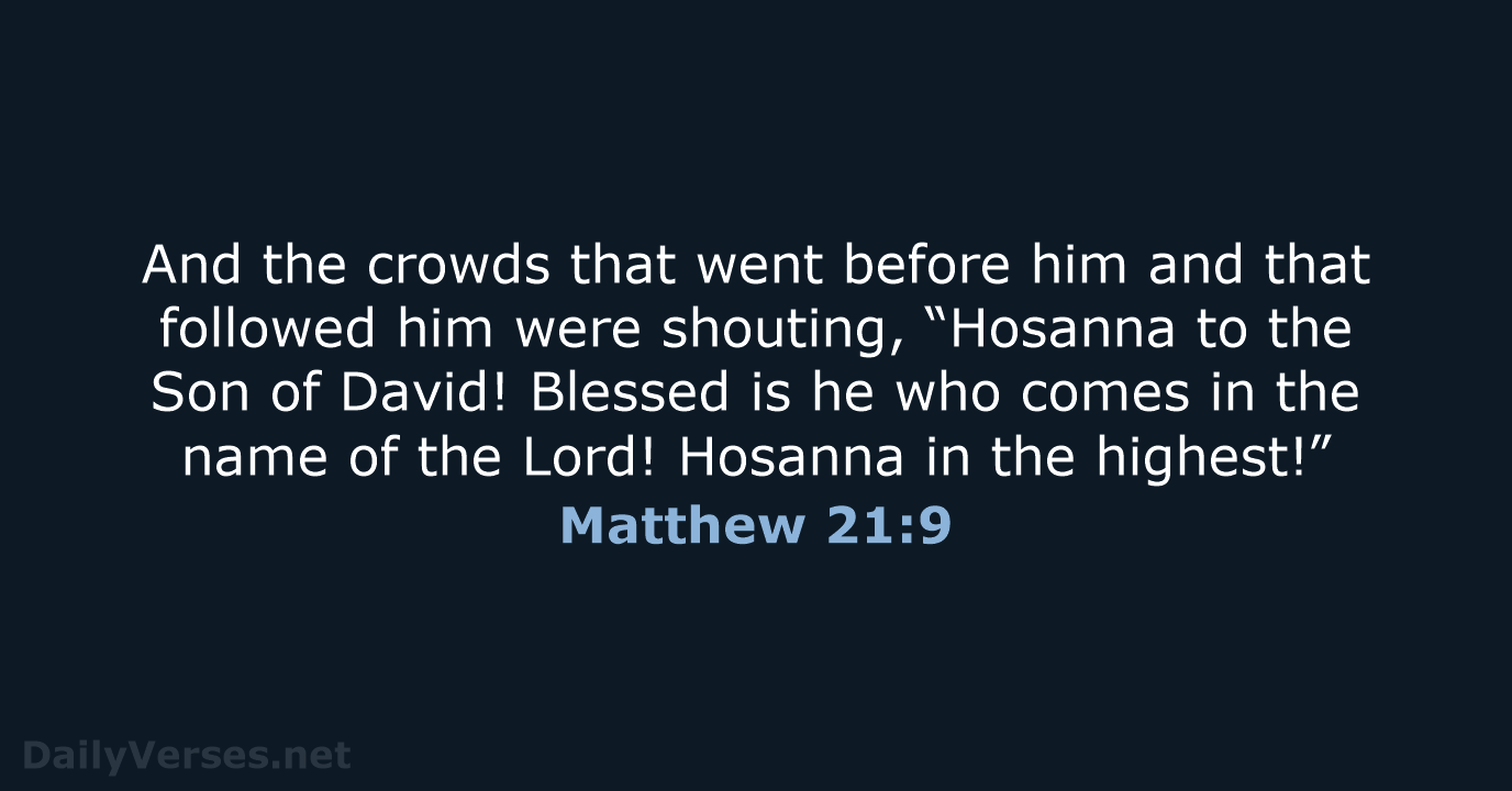 And the crowds that went before him and that followed him were… Matthew 21:9