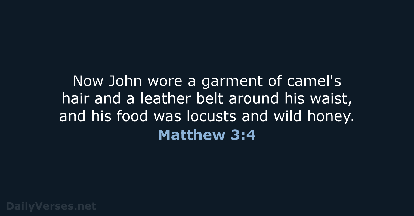 Now John wore a garment of camel's hair and a leather belt… Matthew 3:4