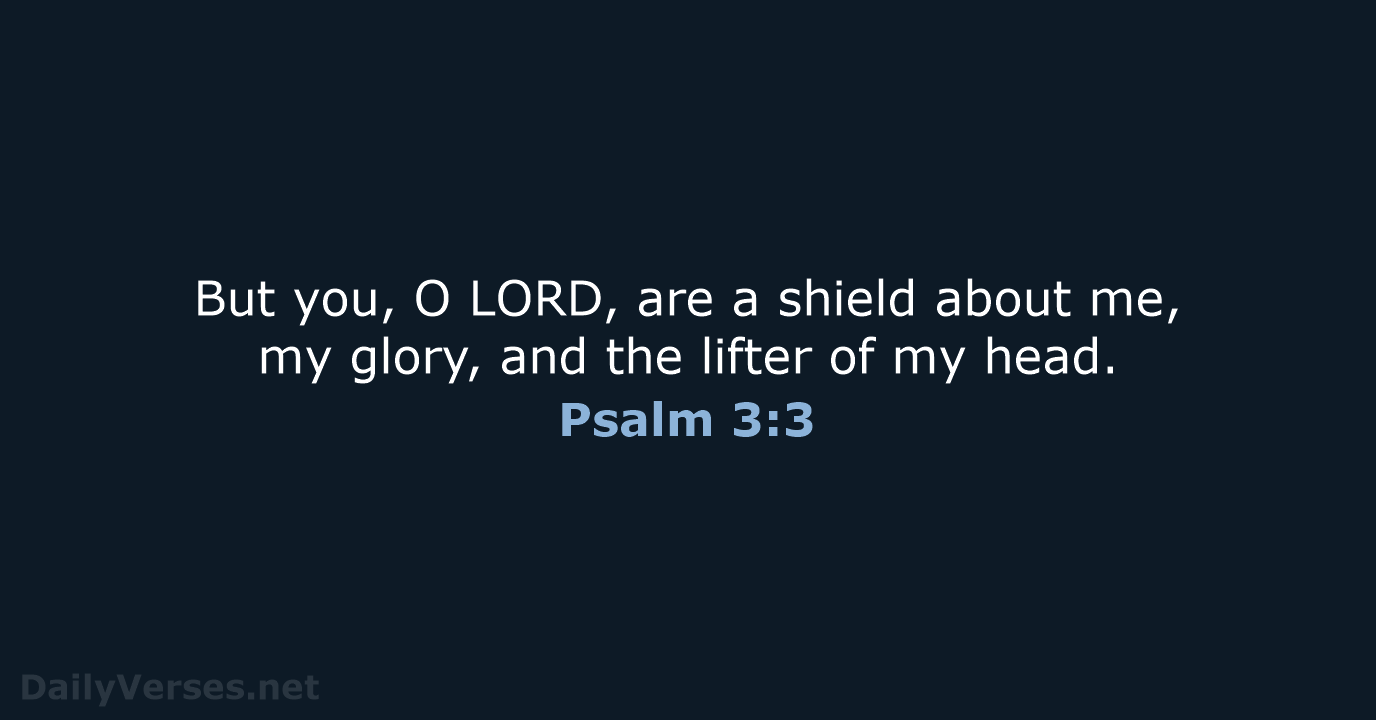 But you, O LORD, are a shield about me, my glory, and… Psalm 3:3