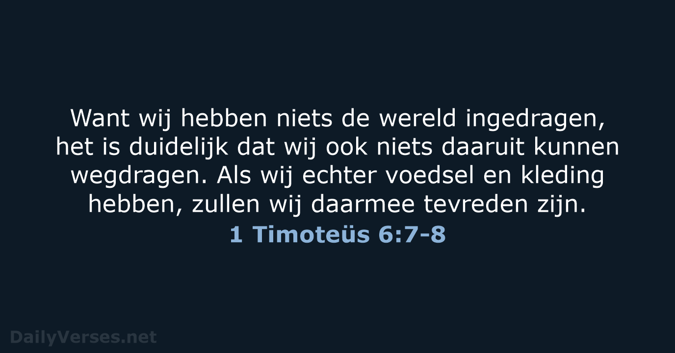 1 Timoteüs 6:7-8 - HSV