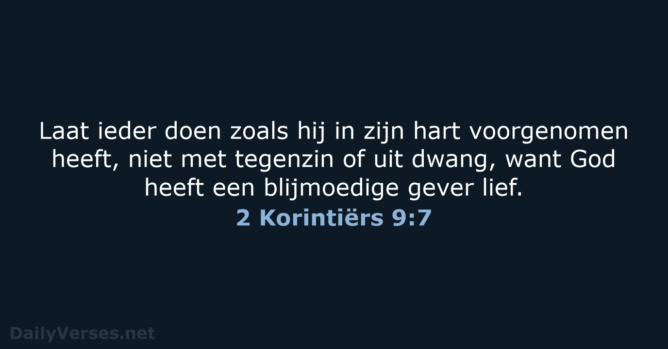 2 Korintiërs 9:7 - HSV