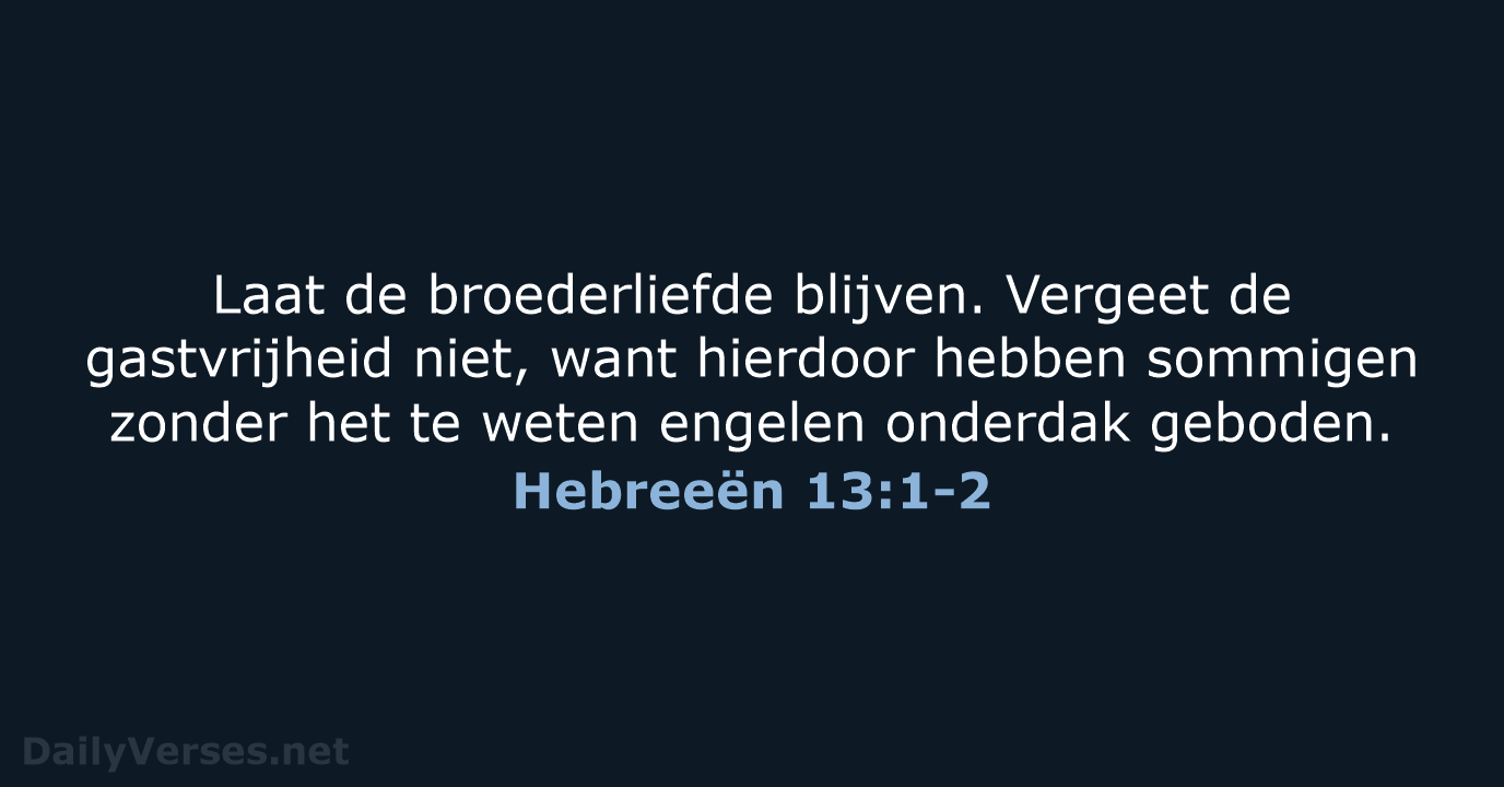 Hebreeën 13:1-2 - HSV