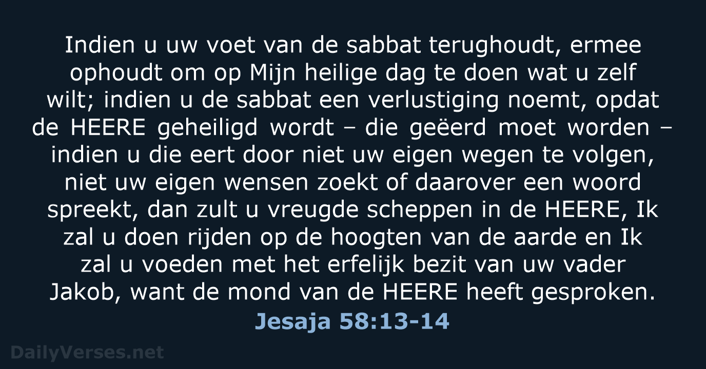Jesaja 58:13-14 - HSV
