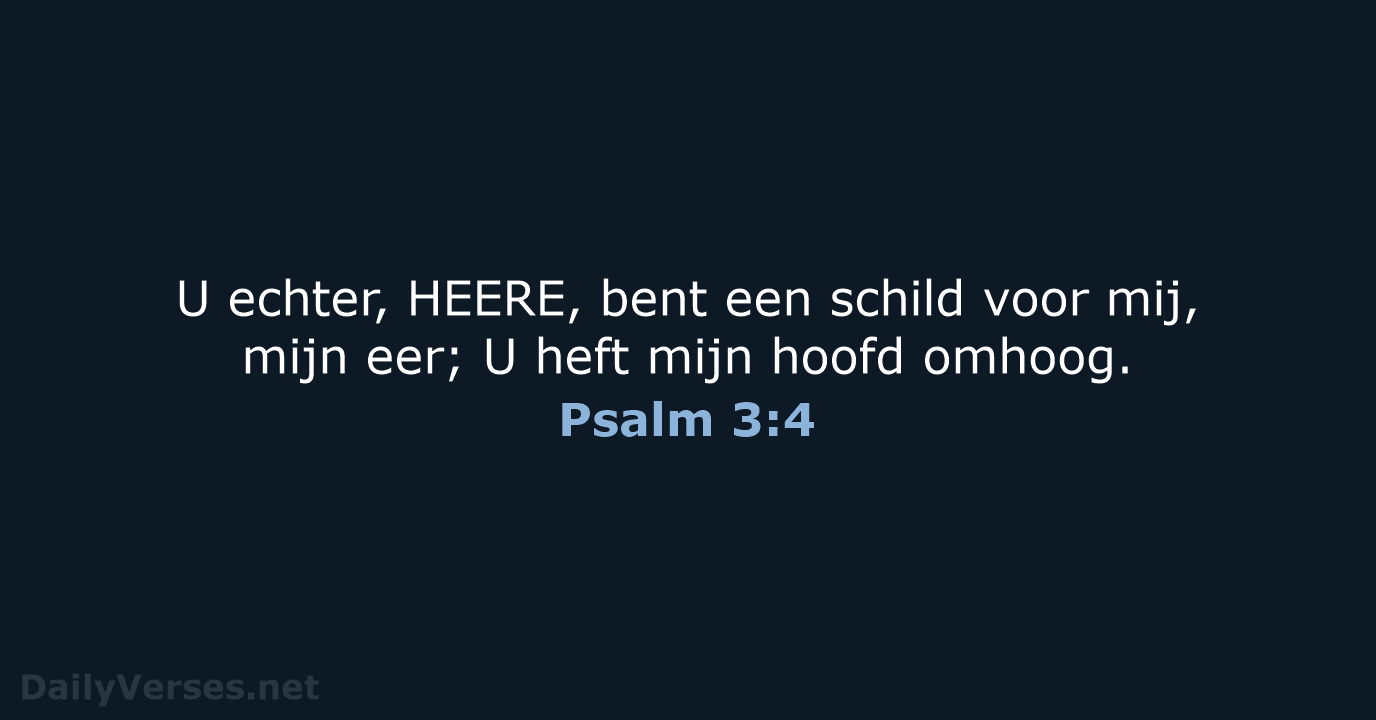 U echter, HEERE, bent een schild voor mij, mijn eer; U heft… Psalm 3:4