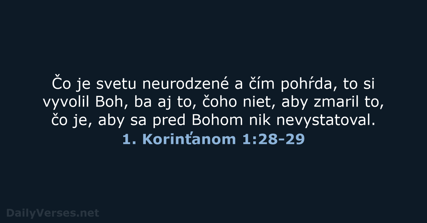 1. Korinťanom 1:28-29 - KAT