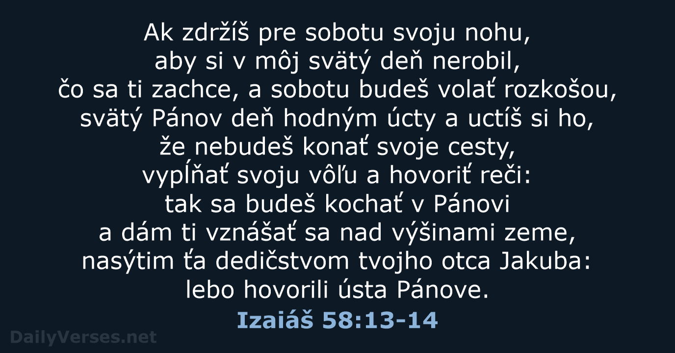 Izaiáš 58:13-14 - KAT