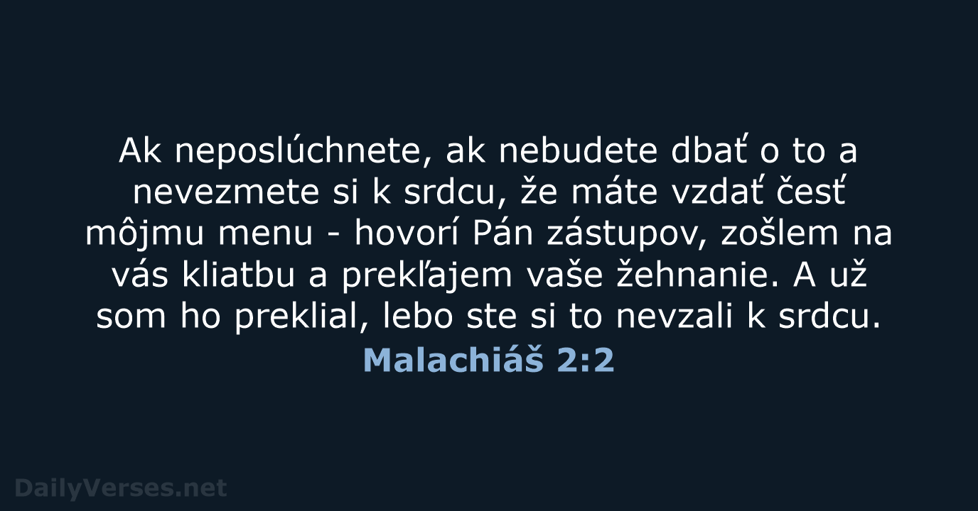 Malachiáš 2:2 - KAT