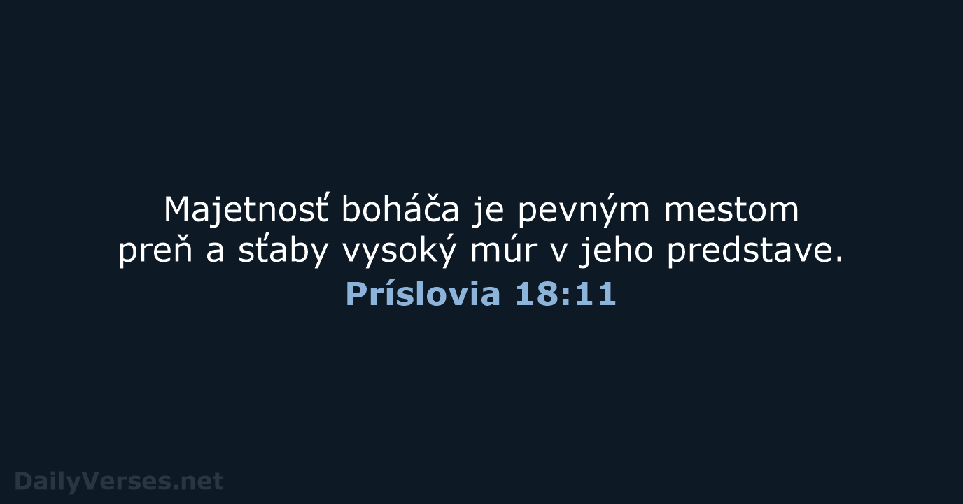 Príslovia 18:11 - KAT
