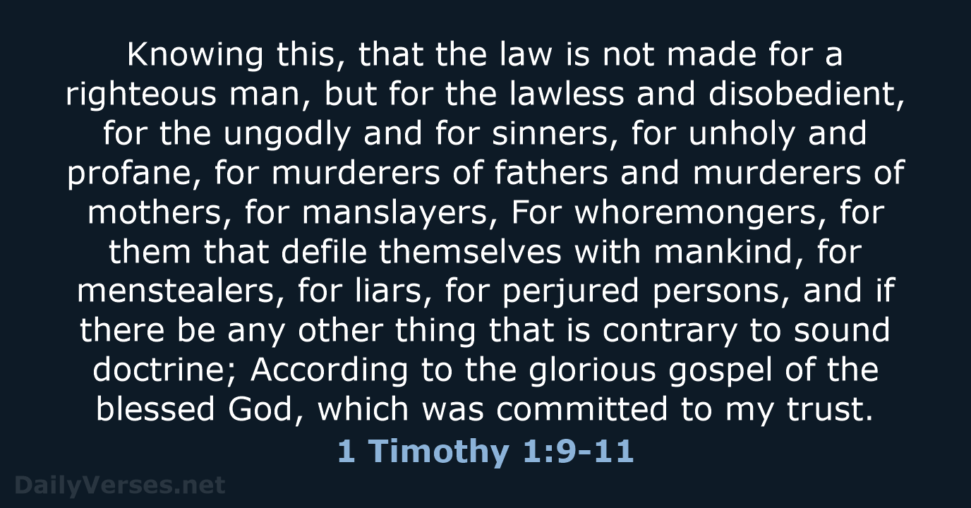 1 Timothy 1:9-11 - KJV
