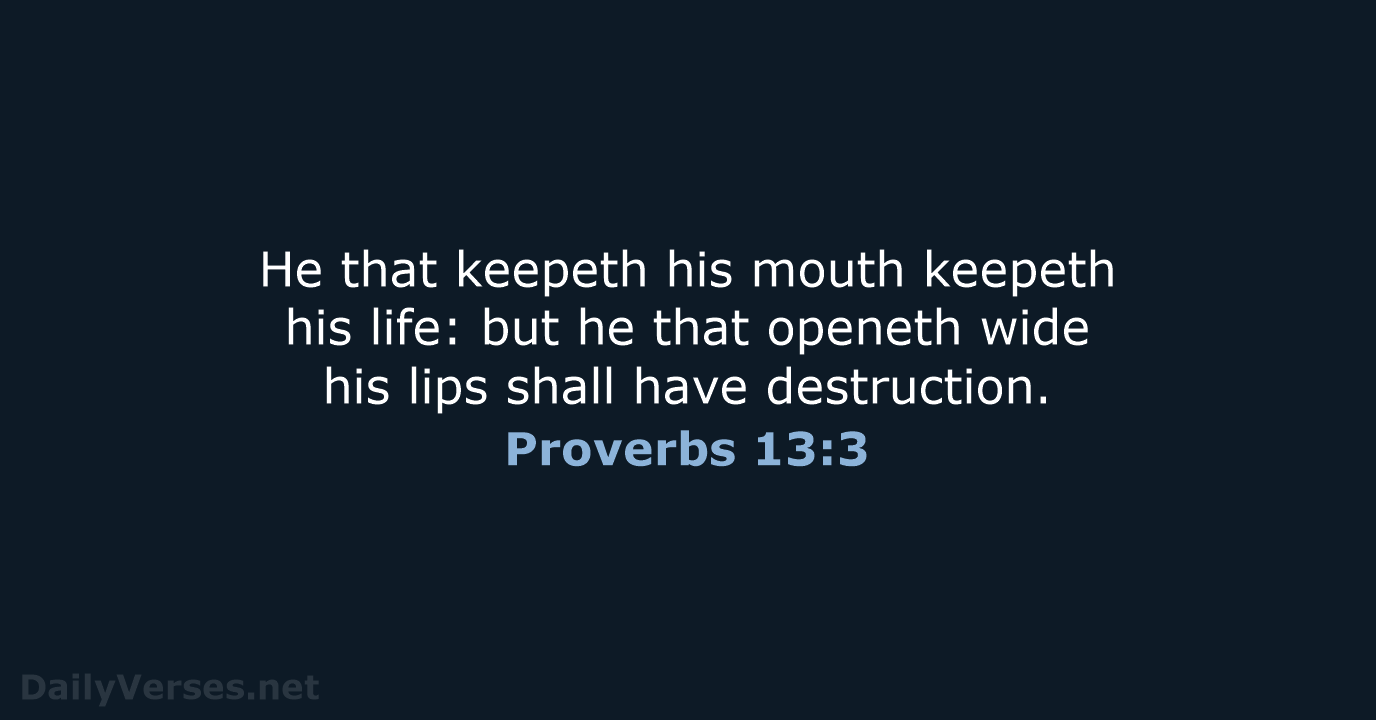 Proverbs 13:3 - KJV