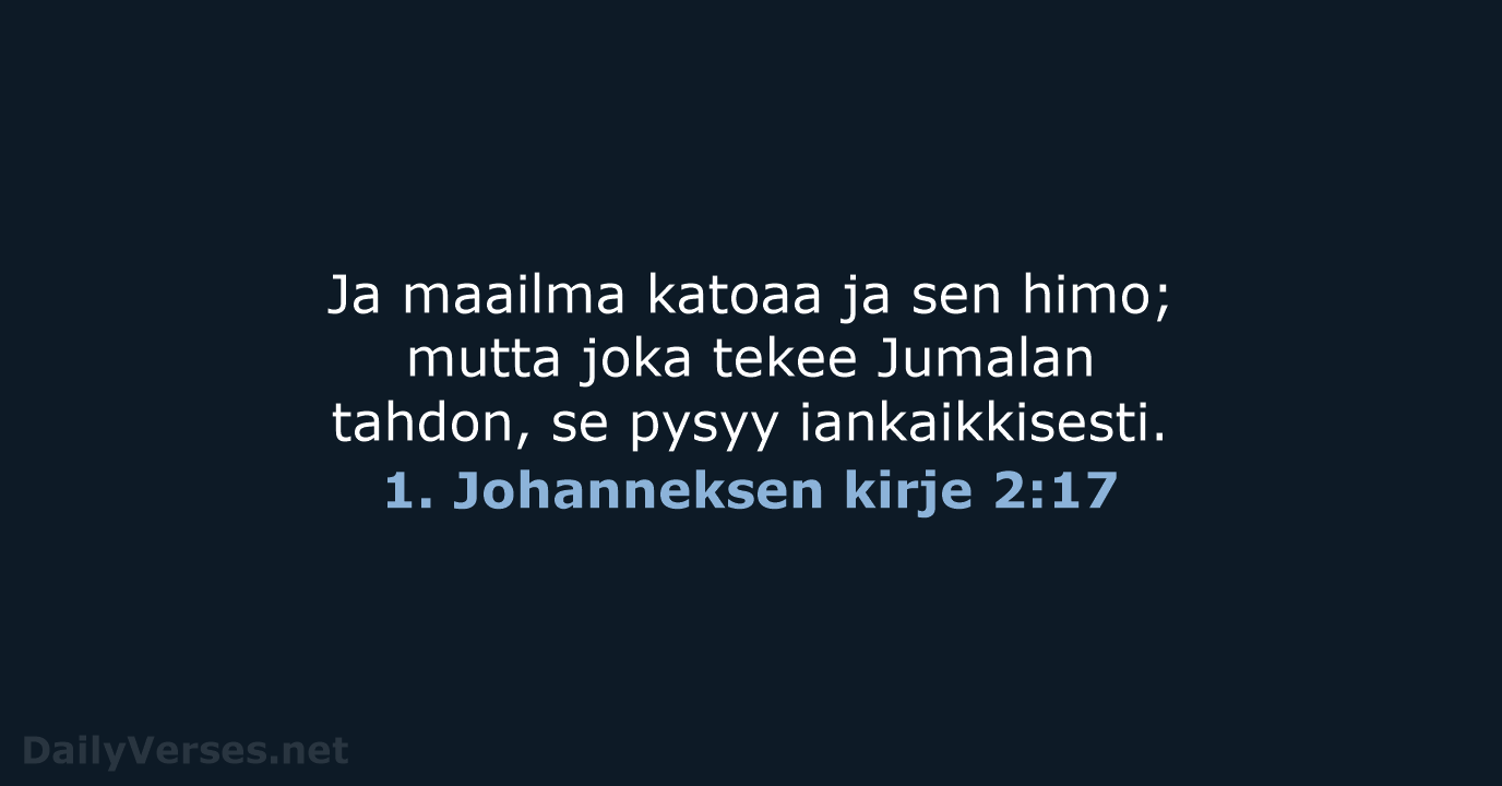 1. Johanneksen kirje 2:17 - KR38