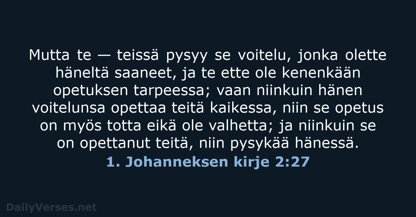 1. Johanneksen kirje 2:27 - KR38