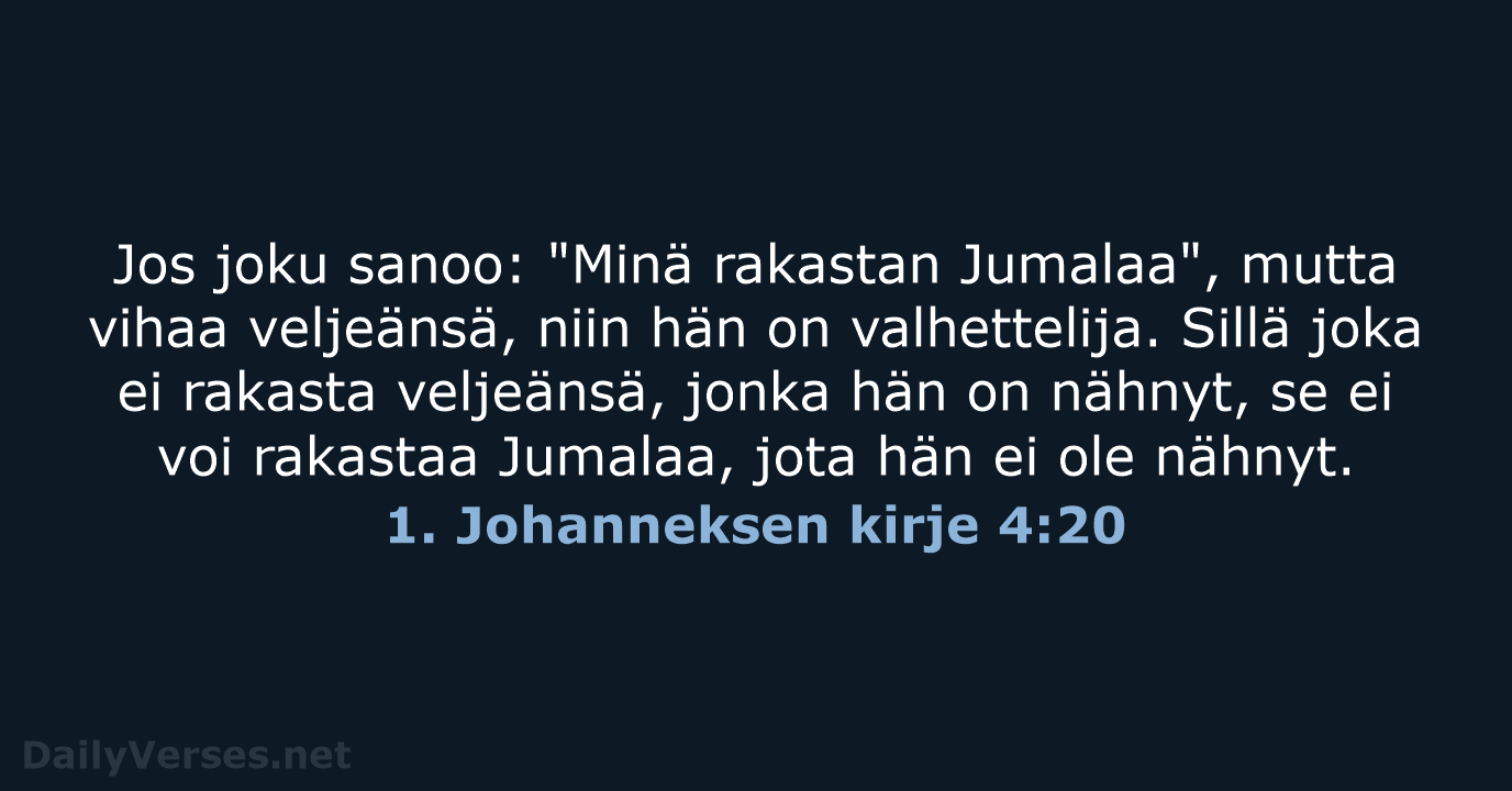 1. Johanneksen kirje 4:20 - KR38