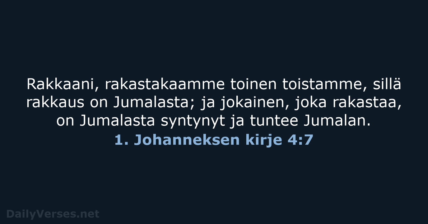 1. Johanneksen kirje 4:7 - KR38