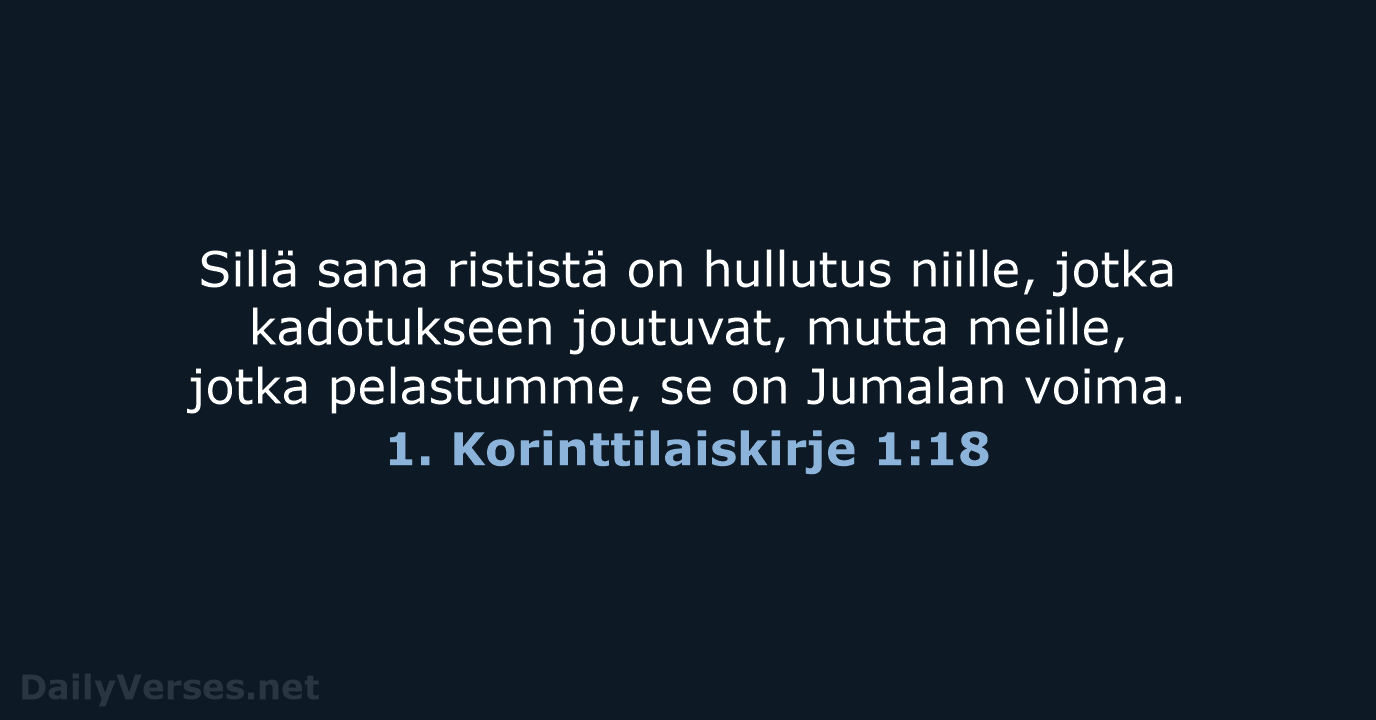 1. Korinttilaiskirje 1:18 - KR38