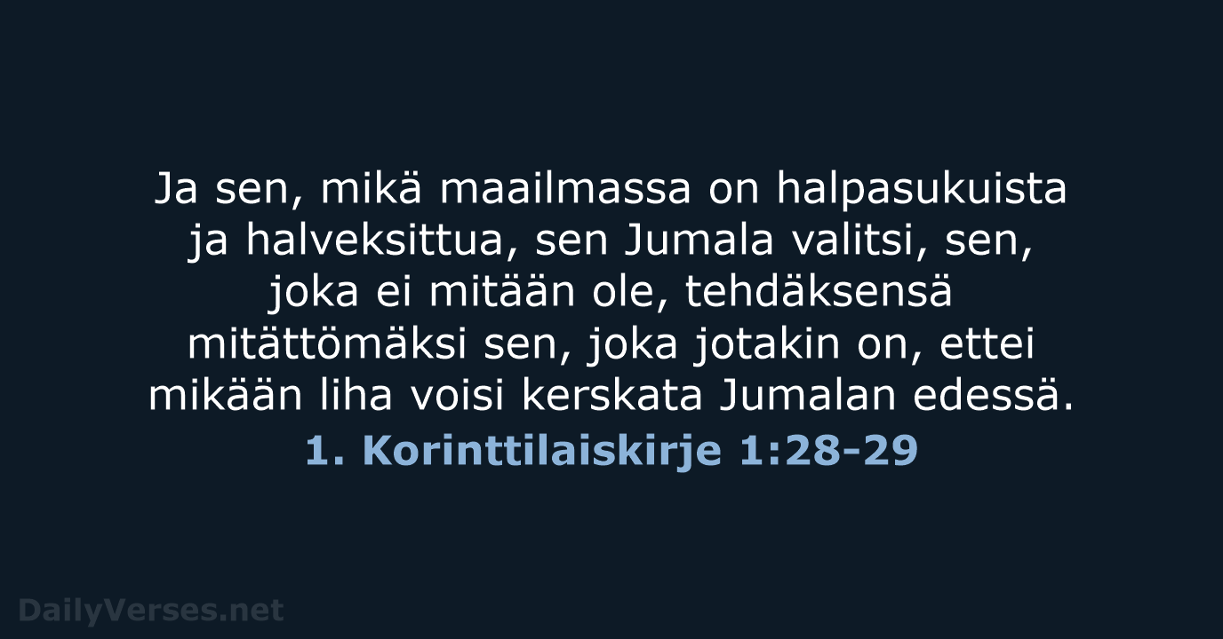 1. Korinttilaiskirje 1:28-29 - KR38