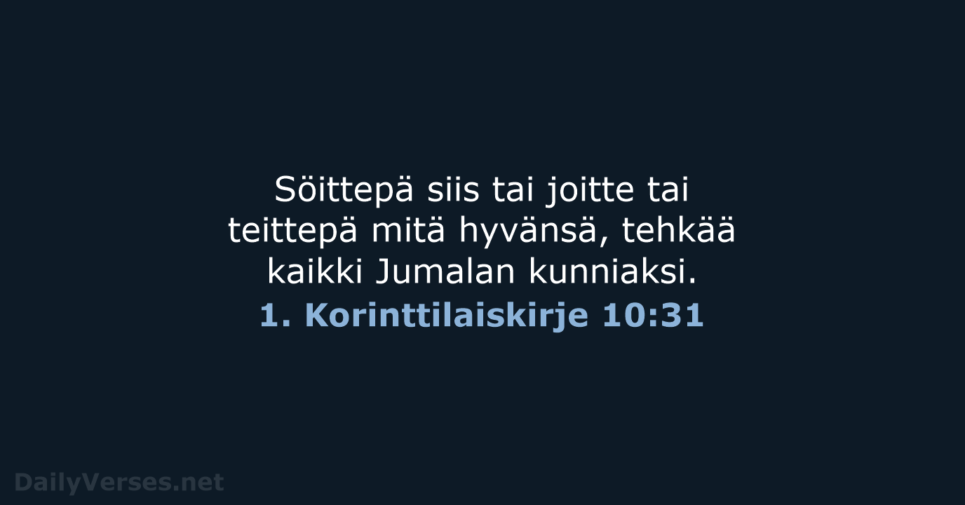 1. Korinttilaiskirje 10:31 - KR38