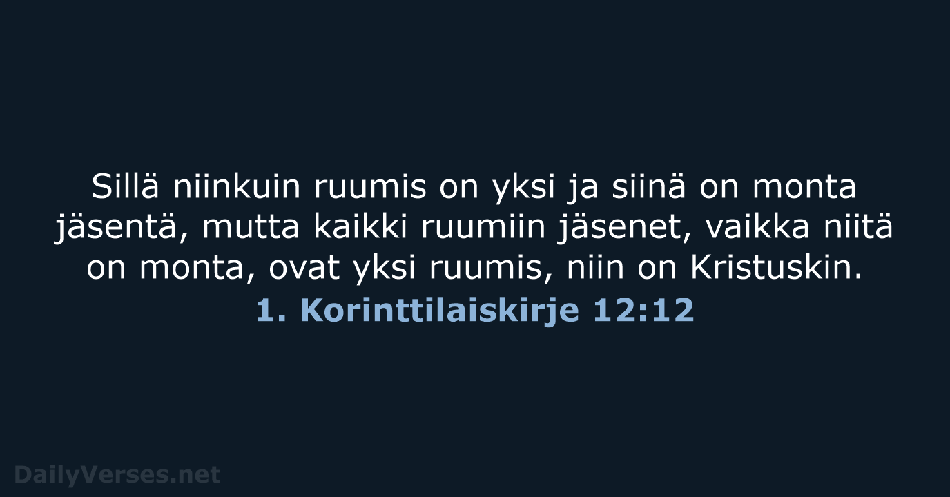 1. Korinttilaiskirje 12:12 - KR38