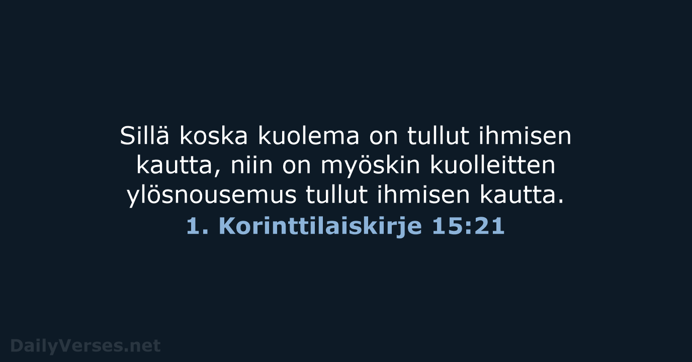 1. Korinttilaiskirje 15:21 - KR38