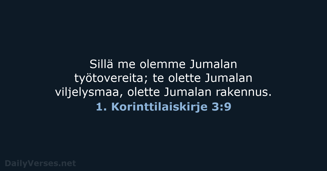 1. Korinttilaiskirje 3:9 - KR38