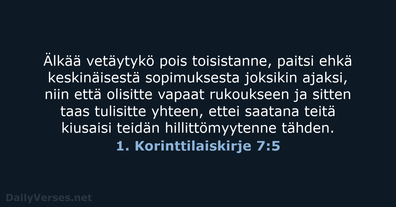 1. Korinttilaiskirje 7:5 - KR38