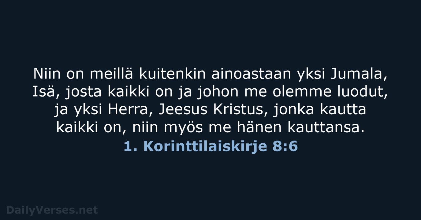 1. Korinttilaiskirje 8:6 - KR38