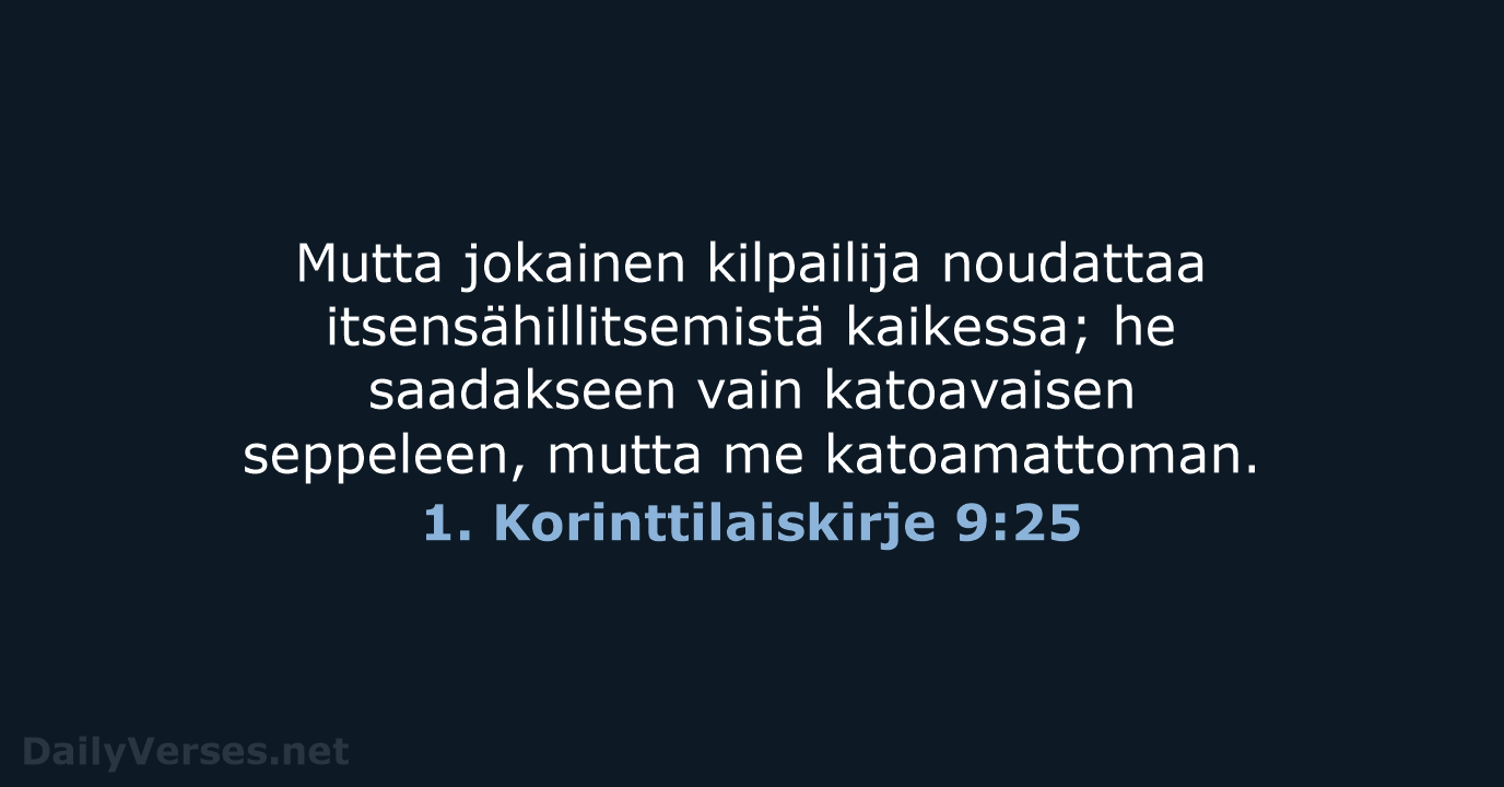 1. Korinttilaiskirje 9:25 - KR38