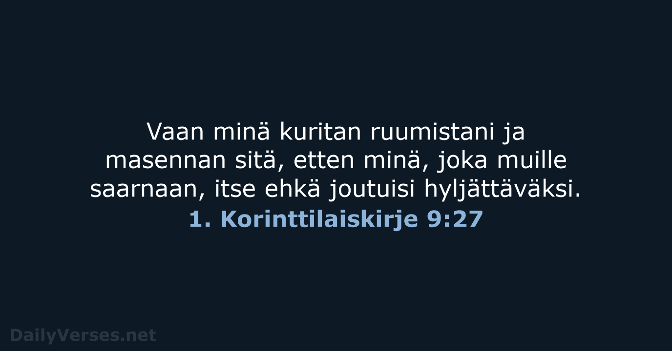 1. Korinttilaiskirje 9:27 - KR38