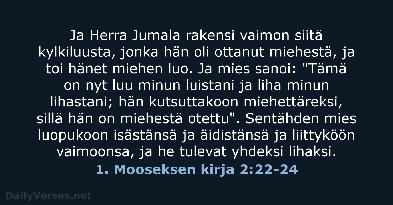 1. Mooseksen kirja 2:22-24 - KR38