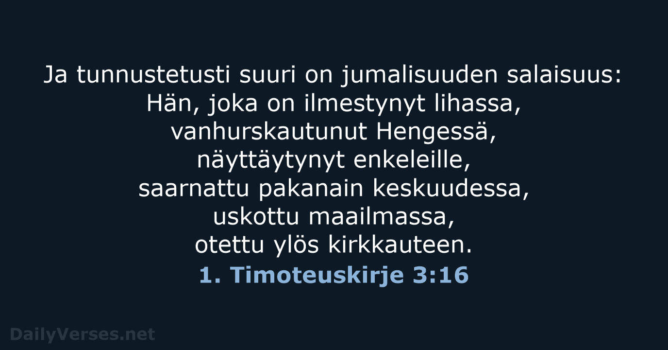 1. Timoteuskirje 3:16 - KR38