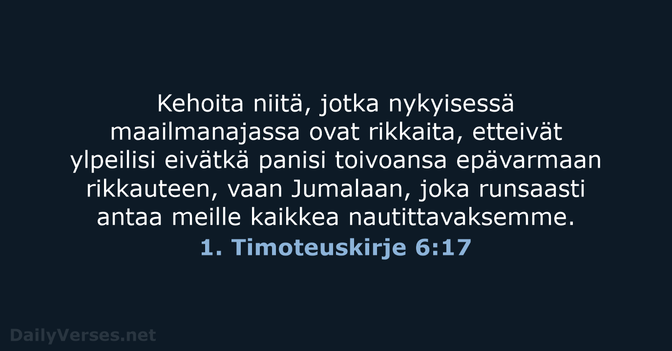 1. Timoteuskirje 6:17 - KR38