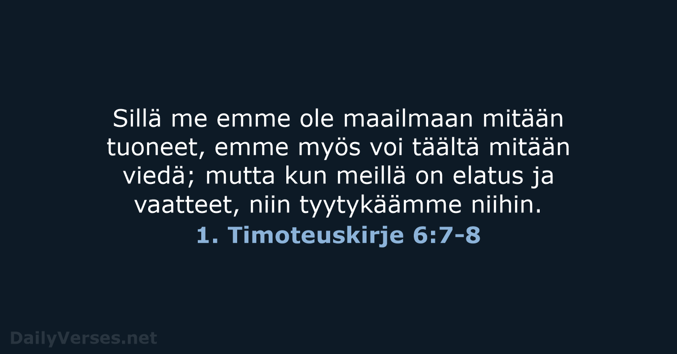 1. Timoteuskirje 6:7-8 - KR38