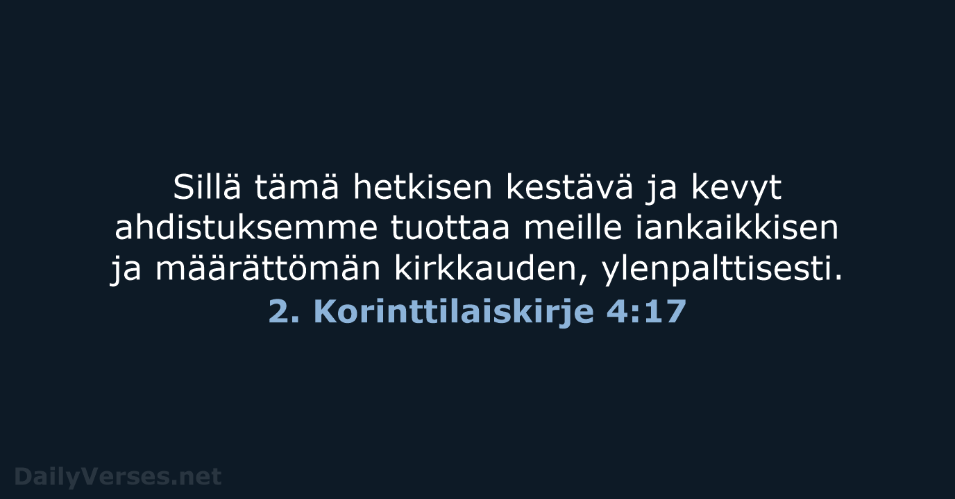 2. Korinttilaiskirje 4:17 - KR38