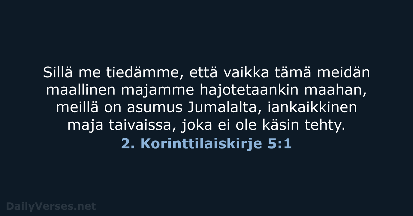 2. Korinttilaiskirje 5:1 - KR38