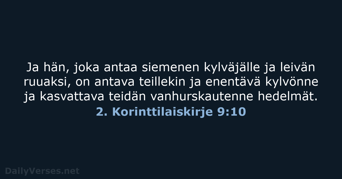 2. Korinttilaiskirje 9:10 - KR38