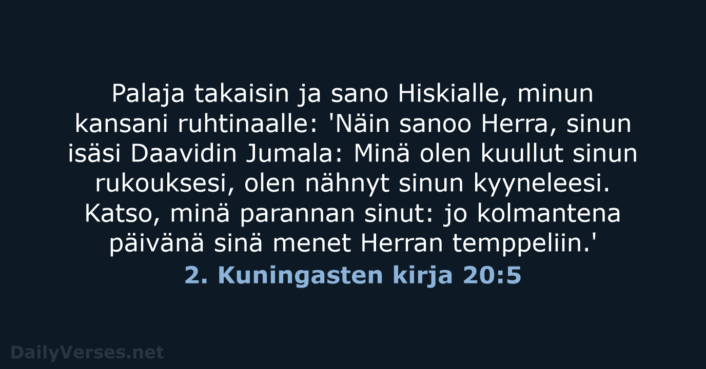 2. Kuningasten kirja 20:5 - KR38