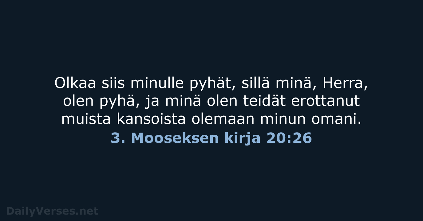 3. Mooseksen kirja 20:26 - KR38