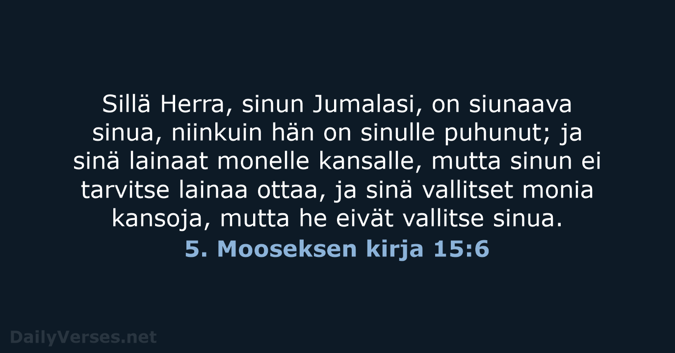 5. Mooseksen kirja 15:6 - KR38